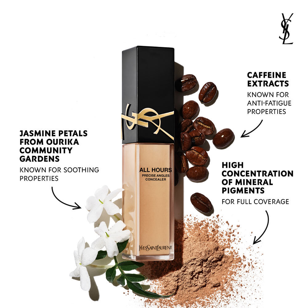 YSL All Hours Concealer Ingredients - Jasmine Petals, Caffeine Extracts, and Mineral Pigments for Hydration and Coverage