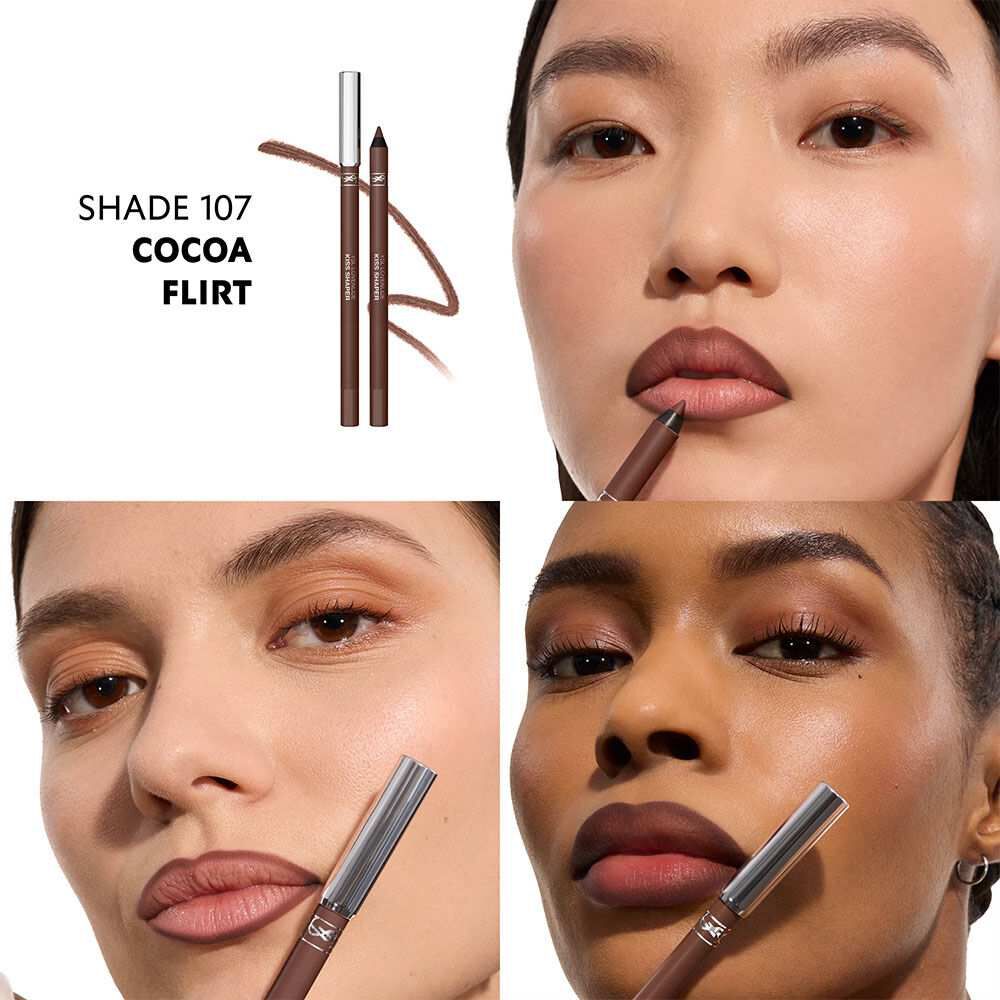 Model applying YSL LOVENUDE KISS SHAPER lip liner for sculpted nude lips.