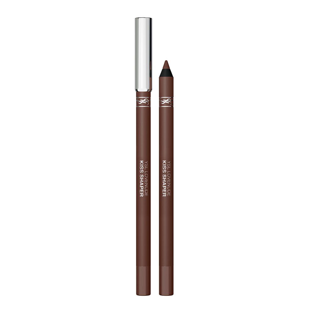 YSL LOVENUDE Kiss Shaper, shade 107 Cocoa Flirt. Packshot of product, opened and closed.