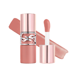 YSL LOVENUDE LIP STAIN packshot and applicator for a soft-blurred finish in shade 01.