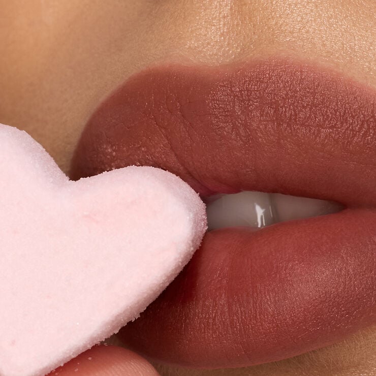 YSL LOVENUDE LIP STAIN macro mouth
with marshmallow for a cushiony feel.